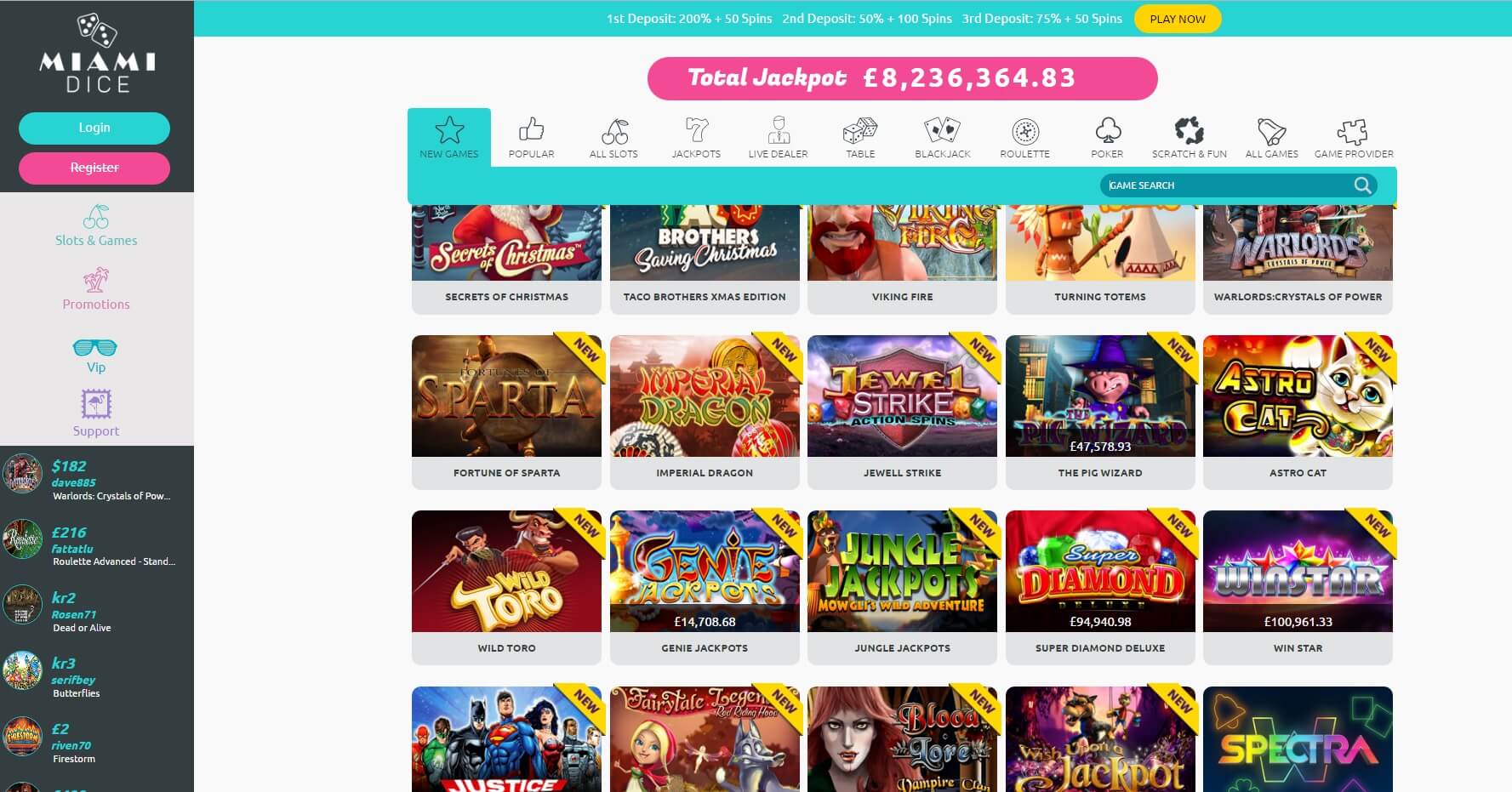 miami dice casino games and slots